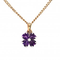 Pre Owned 9ct Amethyst and Diamond Pendant and Chain ZA215